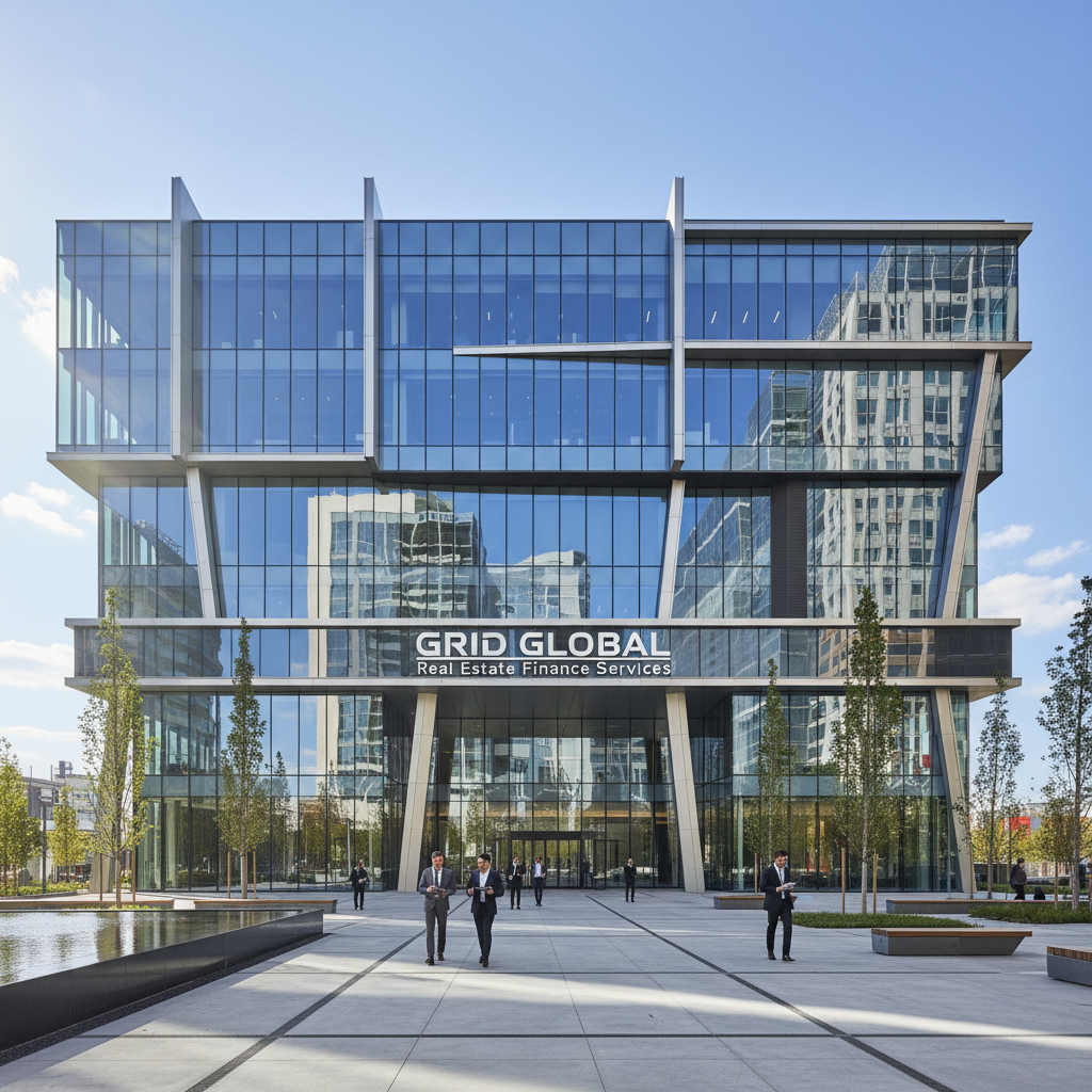 Modern commercial real estate building representing Grid Global real estate finance services