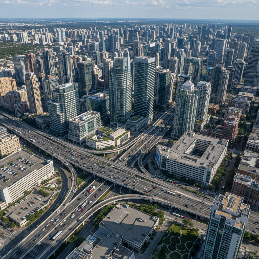 Commercial real estate building aerial view